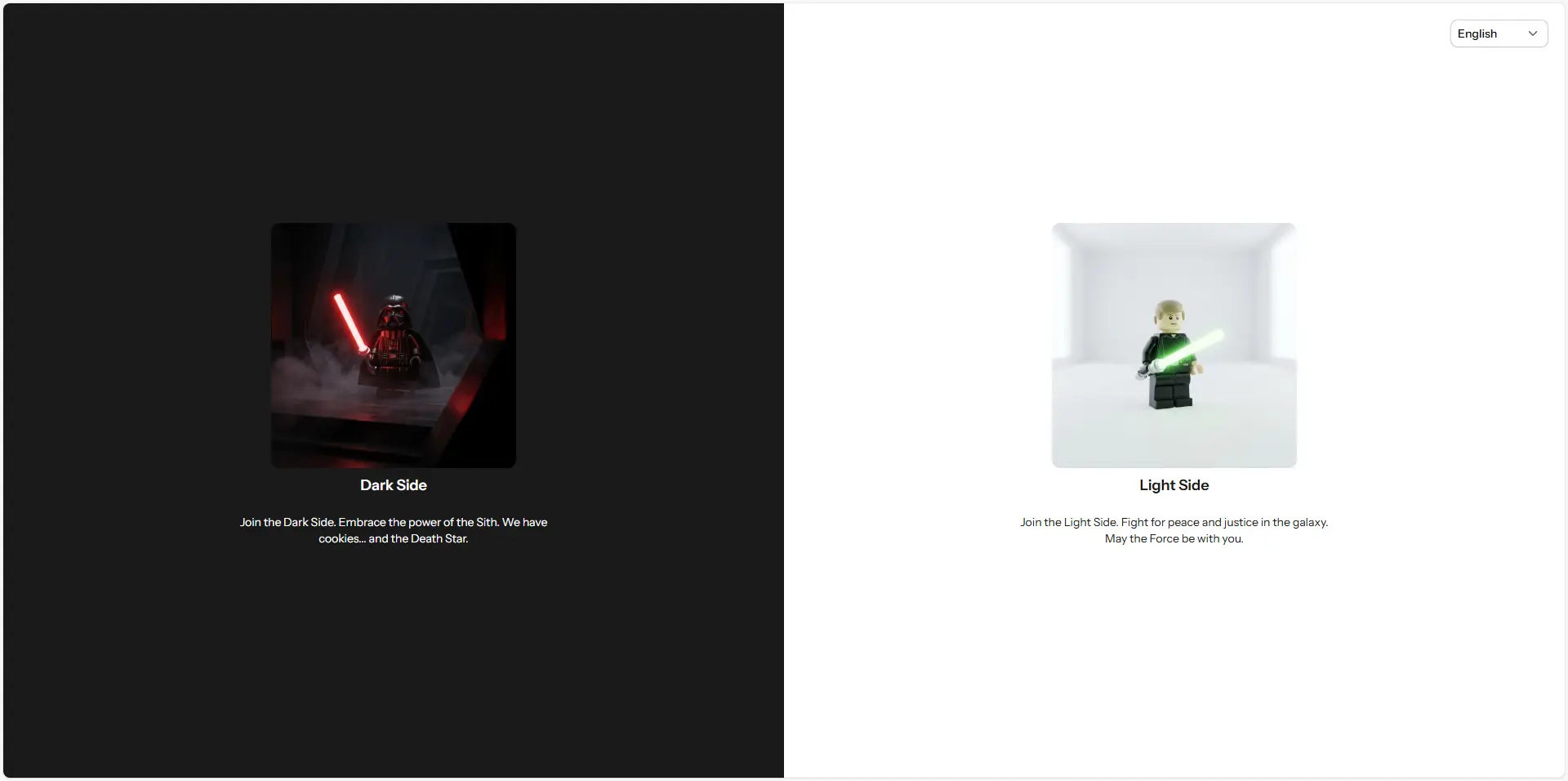 Vaadin 25 Star Wars Split-Screen Dual Theming Entry